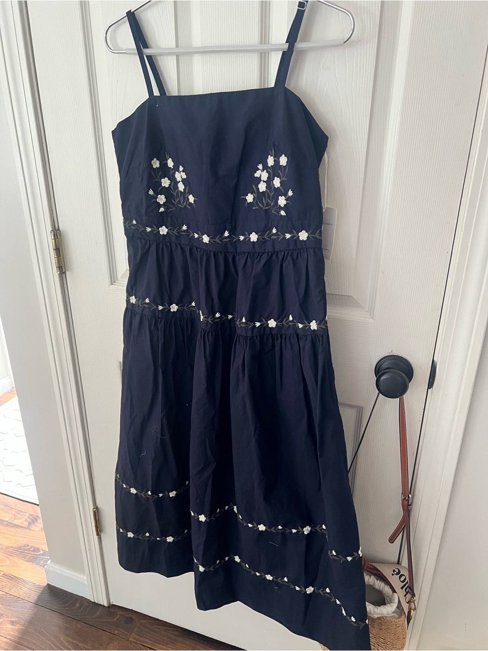 Navy Floral Embroidered Midi Sundress